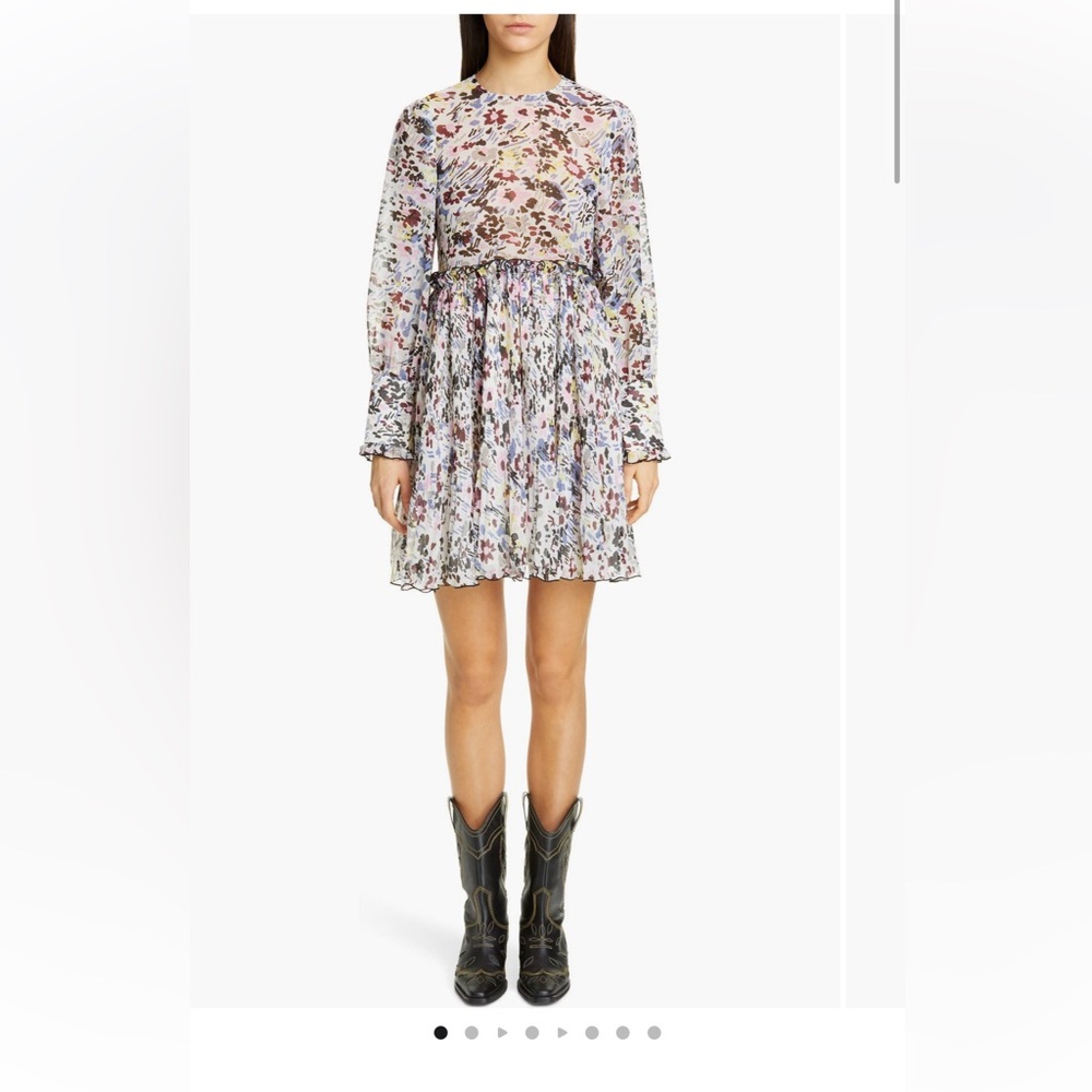 Ganni Long Sleeve Floral Print Georgette Dress. 
10 US / 42 EU
